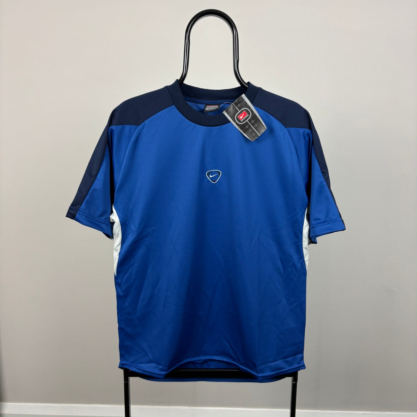 00s Nike Football Shirt T-Shirt Blue Small