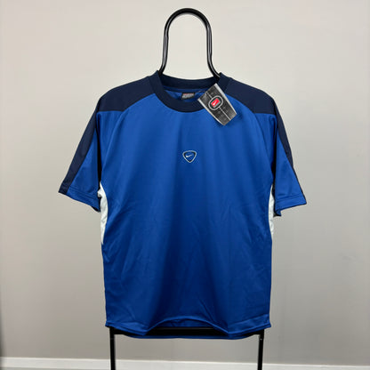 00s Nike Football Shirt T-Shirt Blue Small