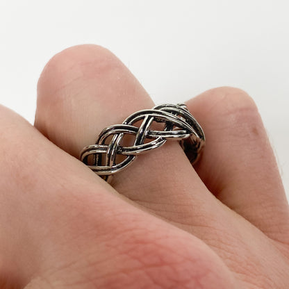 Retro Vintage Woven Ring Silver