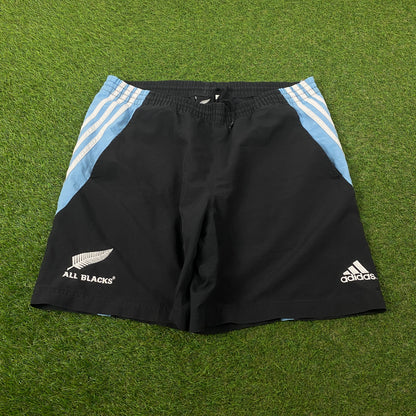00s Adidas All Blacks Rugby Shorts Blue Large