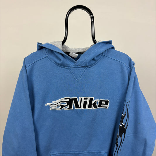 00s Nike Flame Hoodie Blue Large