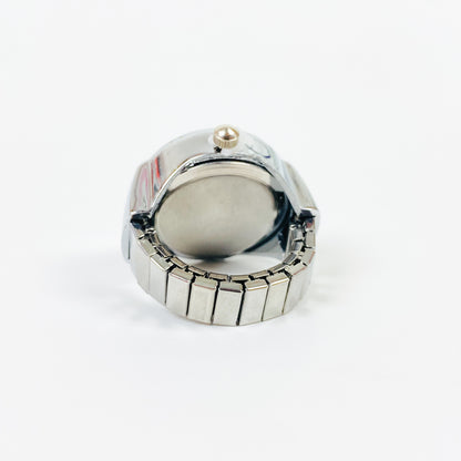 Retro Adjustable Watch Ring Silver White