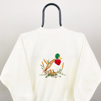 90s Acorn Duck Sweatshirt Cream Brown Small