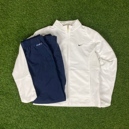 90s Nike Sphere Dry Windbreaker Jacket + Joggers Set White Womens Medium