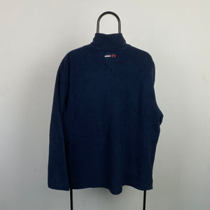 Retro Tommy Hilfiger 1/4 Zip Fleece Sweatshirt Blue XL