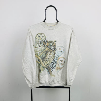 Retro 90s Owl Sweatshirt Grey Large