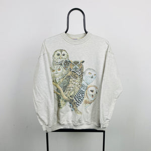 Retro 90s Owl Sweatshirt Grey Large