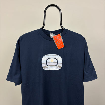 00s Nike Metallic Logo T-Shirt Blue XL