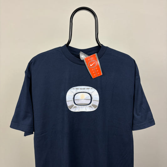 00s Nike Metallic Logo T-Shirt Blue XL