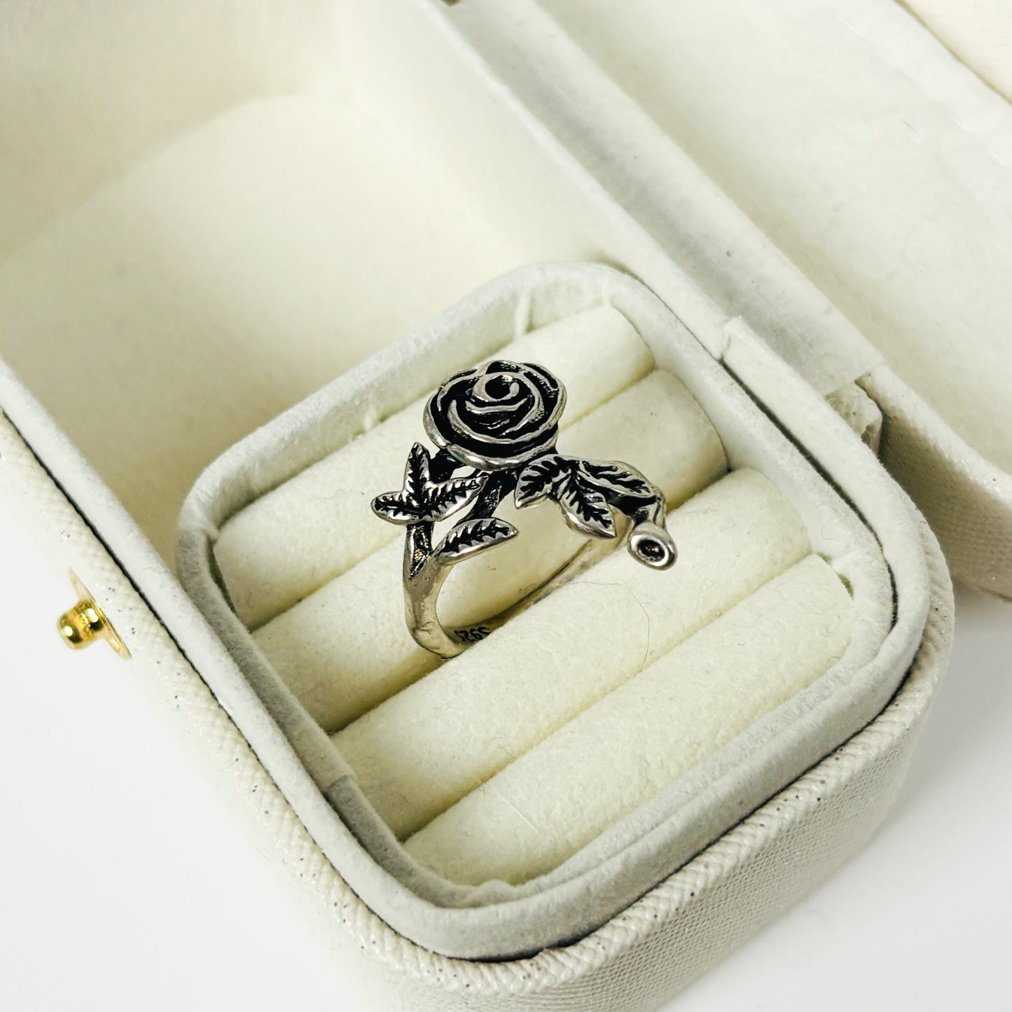 Adjustable Rose Ring Silver