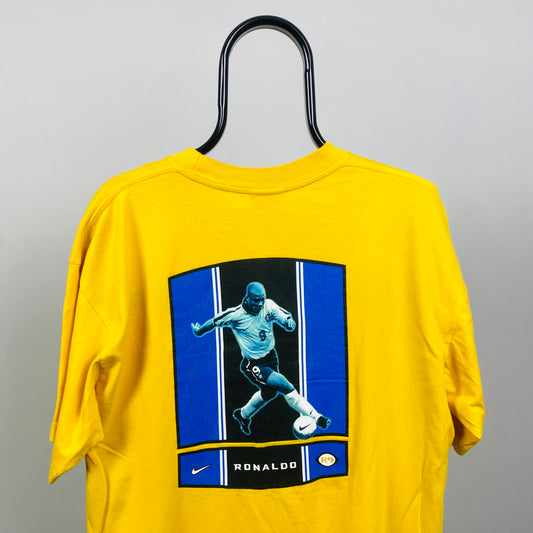 90s Nike Brazil R9 T-Shirt Yellow Large