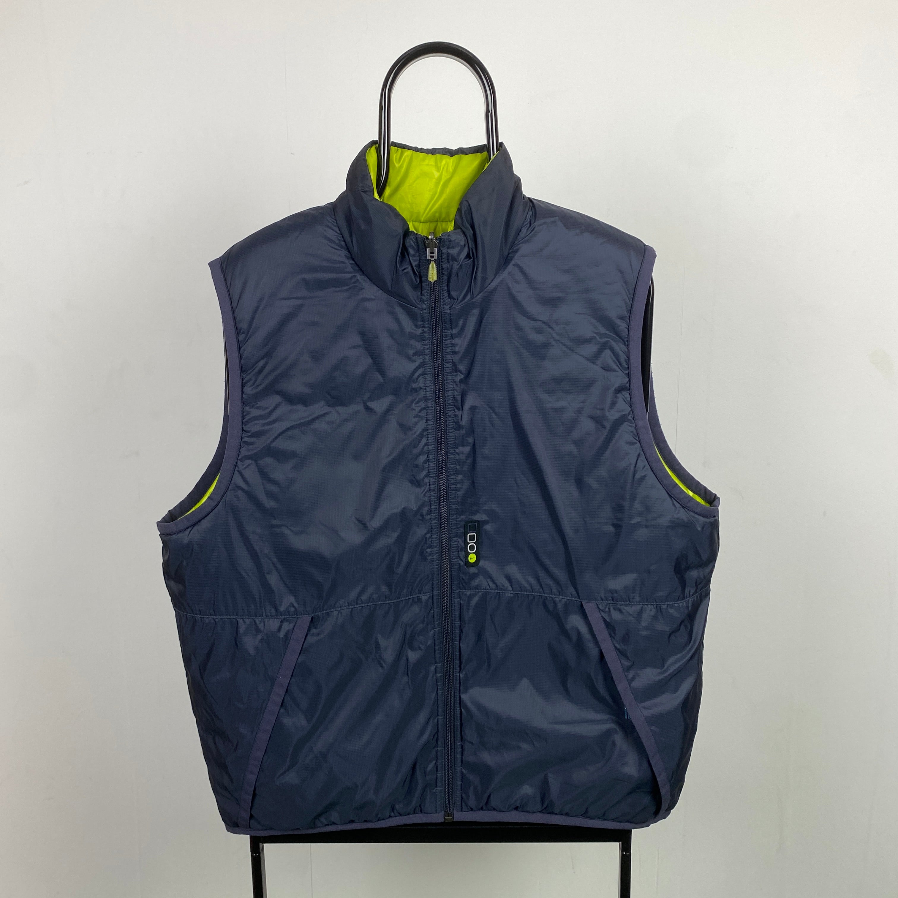 90s Nike Reversible Puffer Gilet Jacket Blue Green Medium