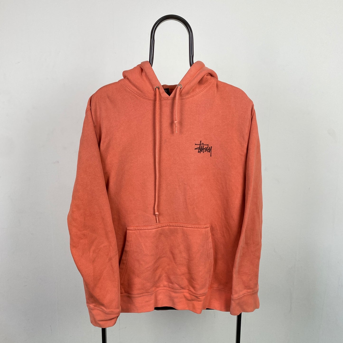 Retro 00s Stussy Hoodie Orange Large