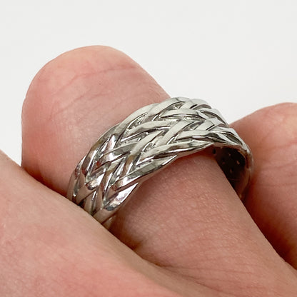 Retro Adjustable Woven Ring Silver