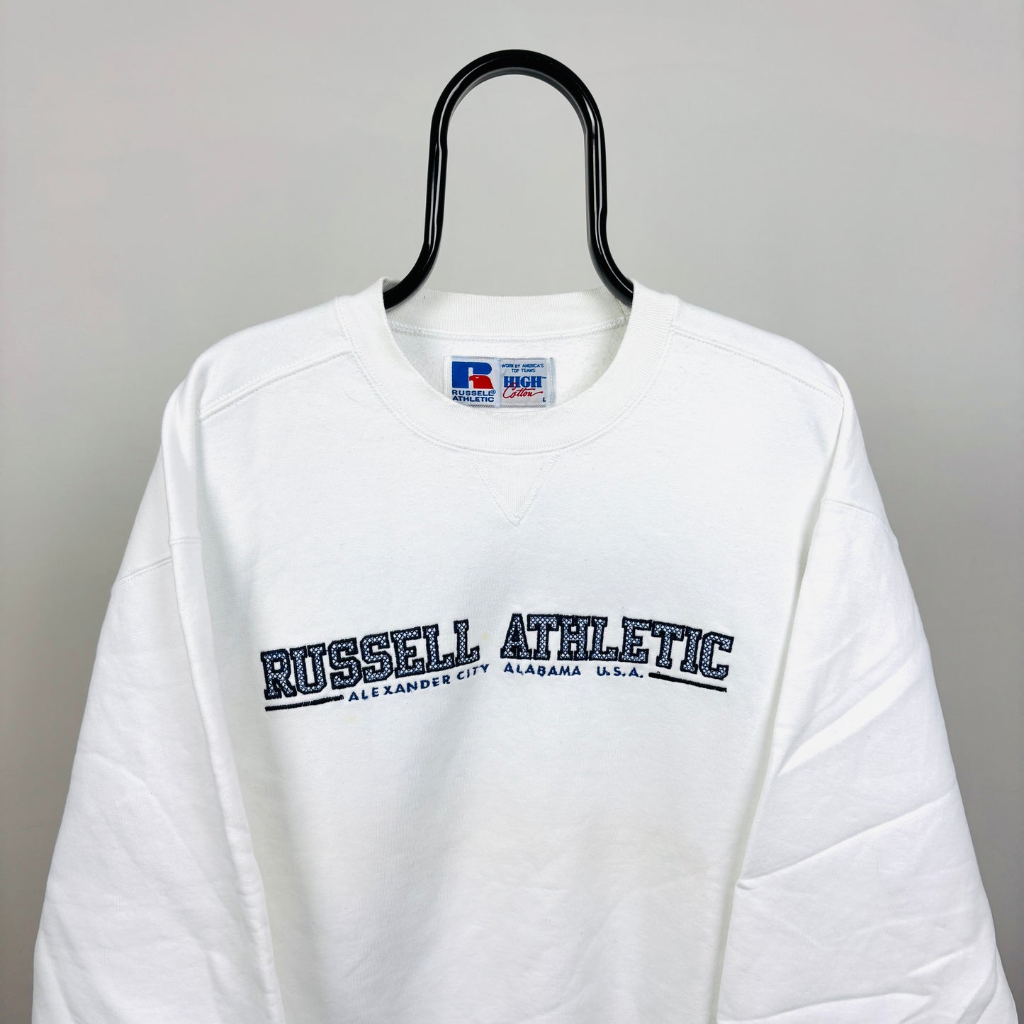 90s Russell Athletic Sweatshirt White Large
