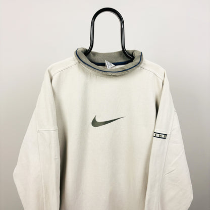 90s Nike Roll Neck Sweatshirt Brown XXL