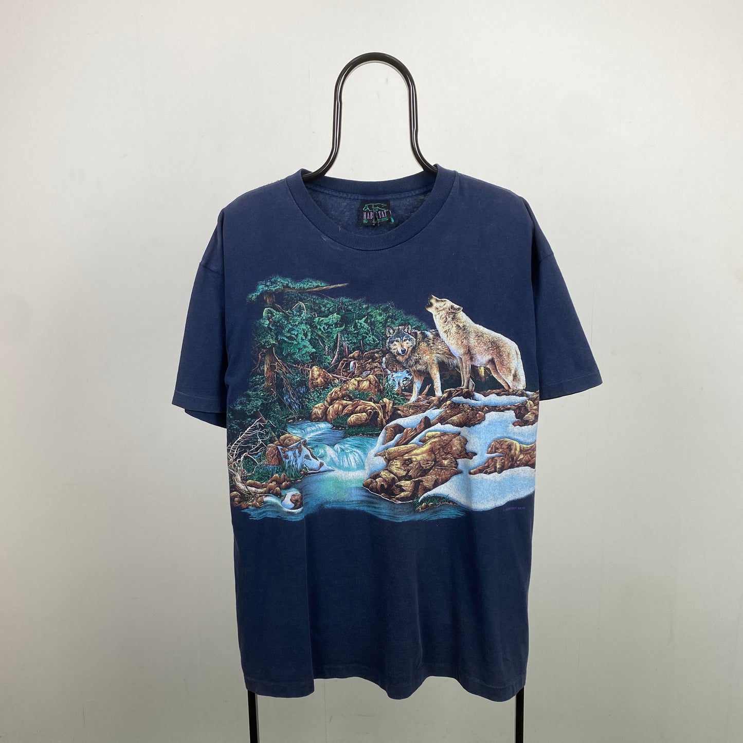 Retro Wolf T-Shirt Blue XL