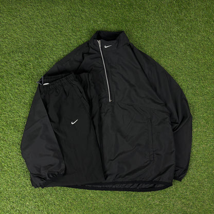 00s Nike Piping Tracksuit Jacket + Joggers Set Black Large