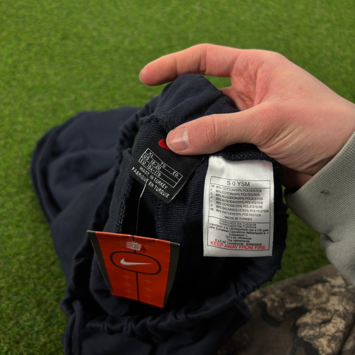 00s Nike Wide Leg Piping Cotton Joggers Blue Small