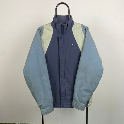 90s Nike Waterproof Coat Jacket Blue Medium