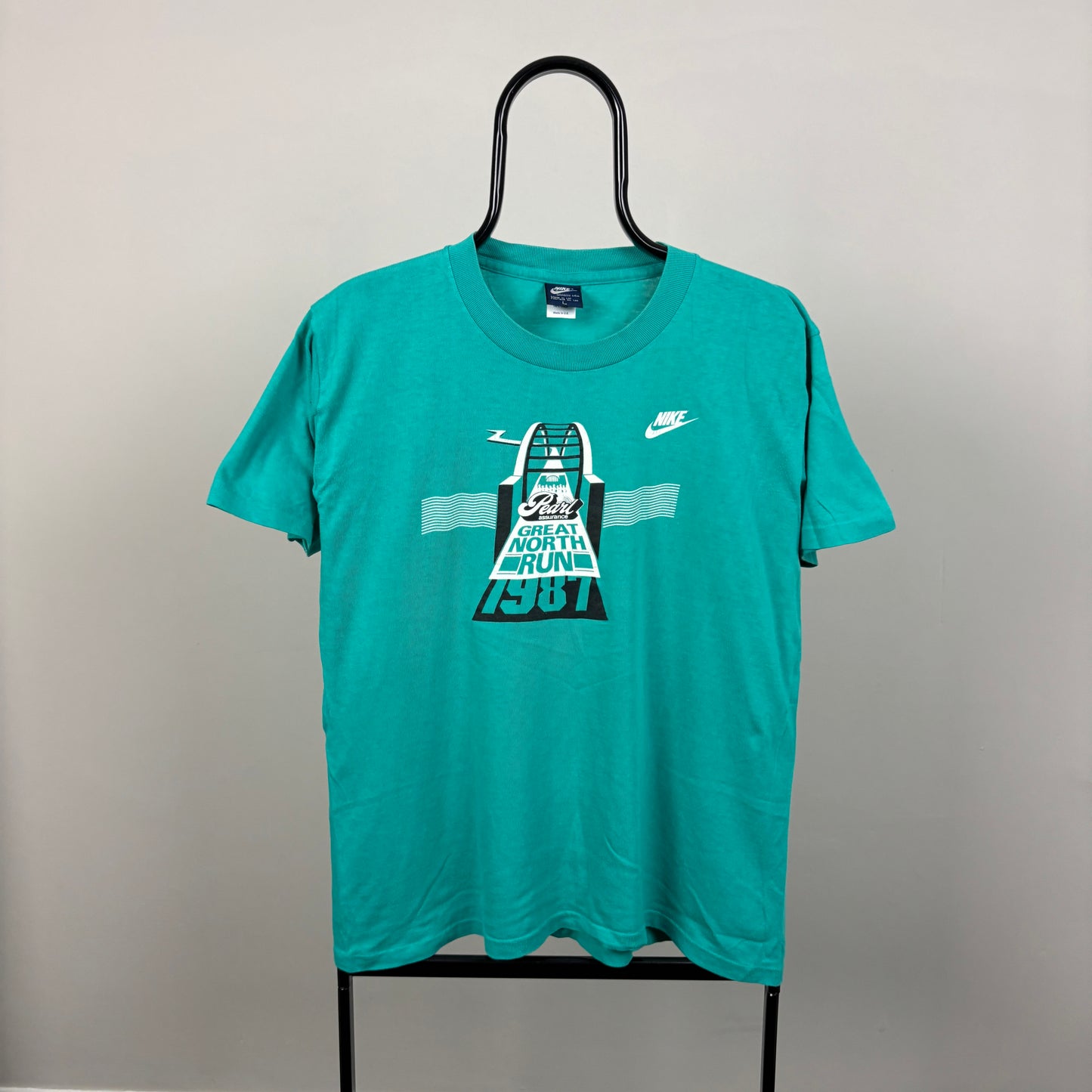80s Nike Great North Run 1986 T-Shirt Blue Large