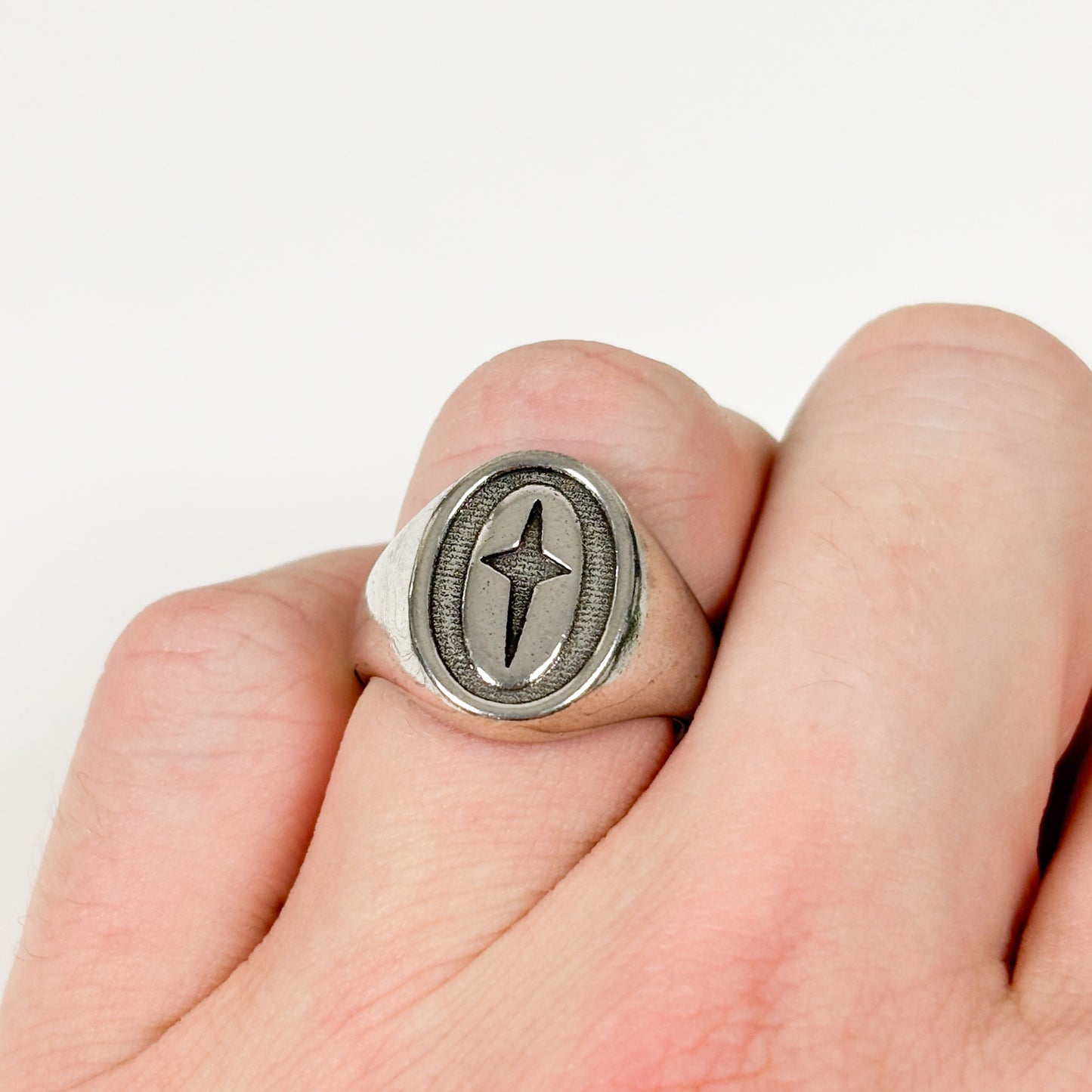 Celestial Star Signet Ring Silver Adjustable