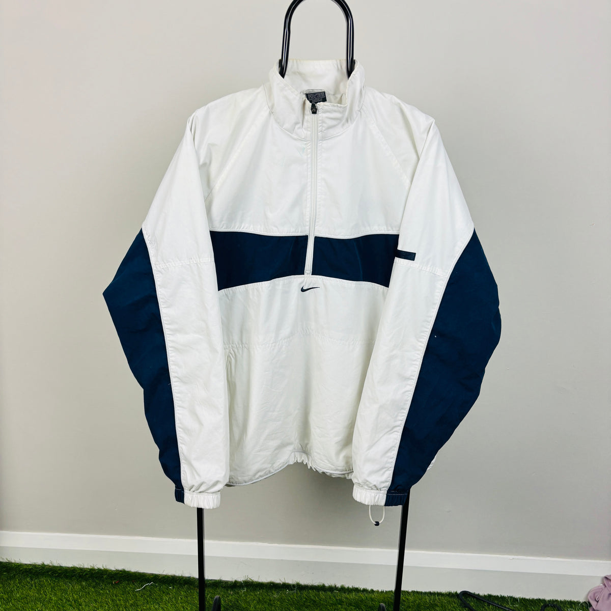 00s Nike Piping Windbreaker Jacket White Large