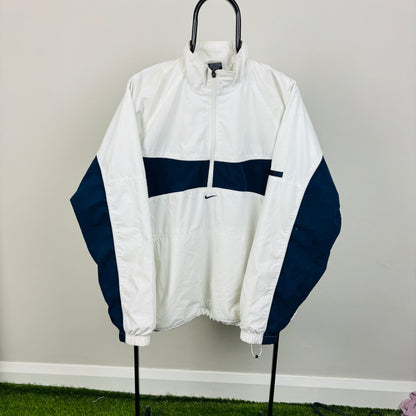 00s Nike Piping Windbreaker Jacket White Large