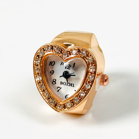 Adjustable Heart Ring Watch Rose Gold
