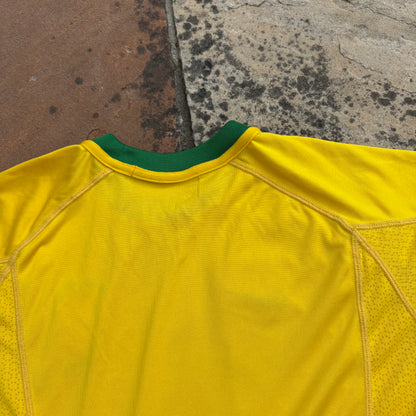 90s Nike Brazil Football Shirt T-Shirt Yellow Small