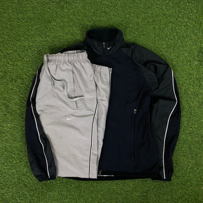 00s Nike Sphere Piping Windbreaker Jacket + Joggers Set Black Medium