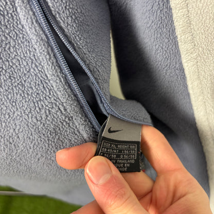 90s Nike Reversible Tn Hex Fleece Coat Jacket Blue XL