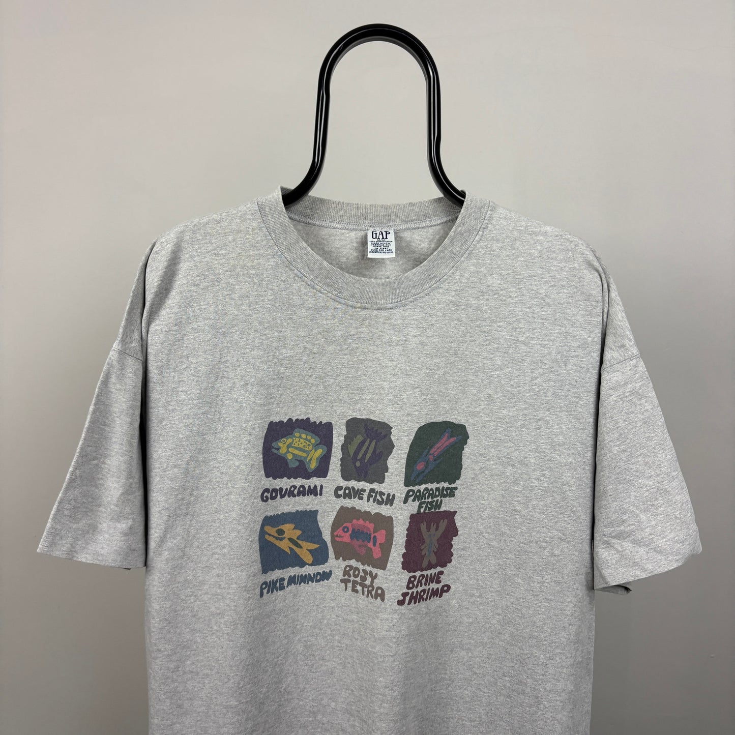 90s Gap Fish T-Shirt Grey Medium