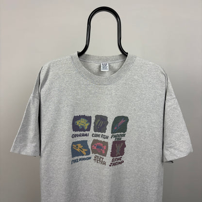 90s Gap Fish T-Shirt Grey Medium