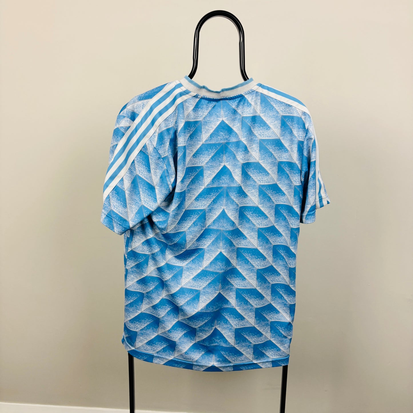 90s Adidas Netherlands Football Shirt T-Shirt Blue Small