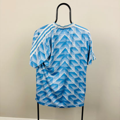 90s Adidas Netherlands Football Shirt T-Shirt Blue Small
