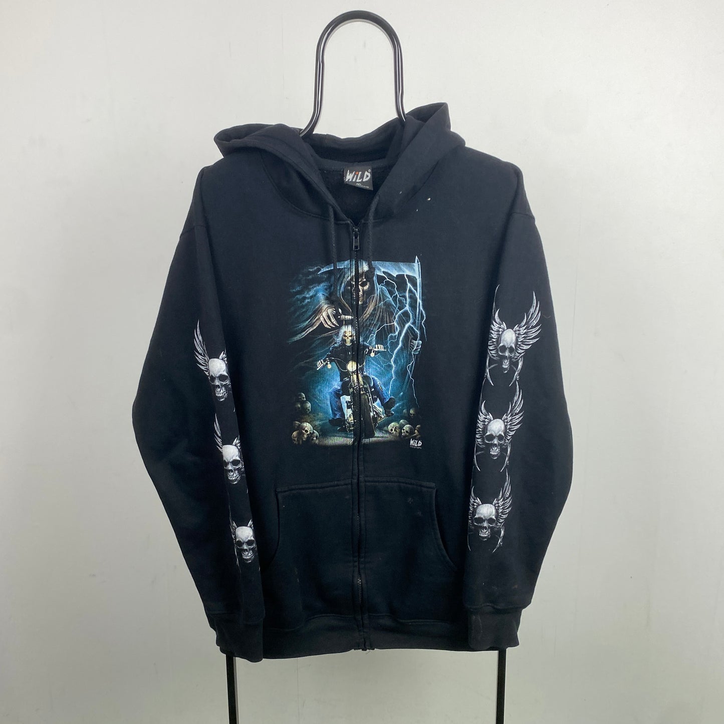 Retro 90s Skeleton Hoodie Black XL