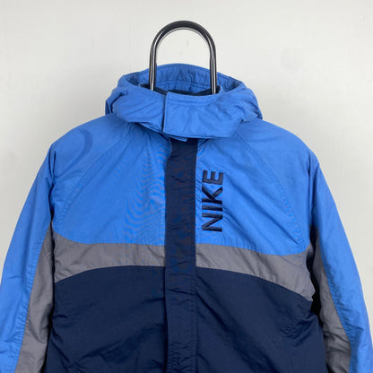 00s Nike Reversible Fleece Coat Jacket Blue Small