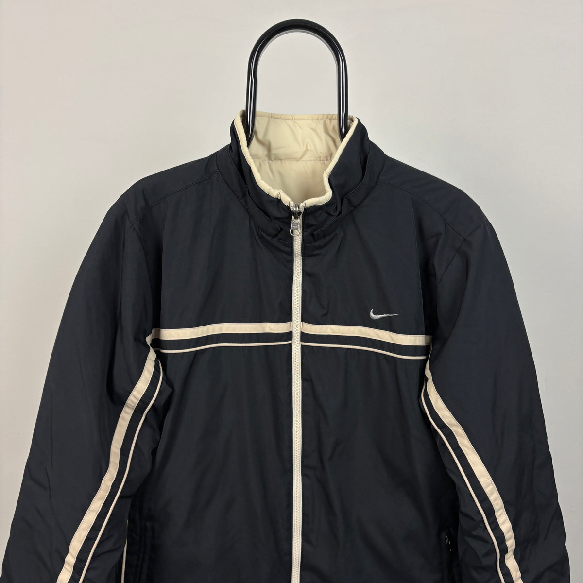 00s Nike Reversible Puffer Jacket Black Blue Large