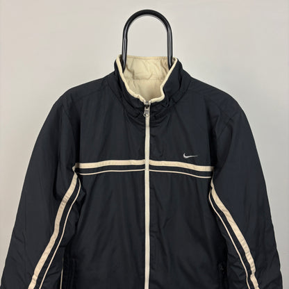 00s Nike Reversible Puffer Jacket Black Blue Large
