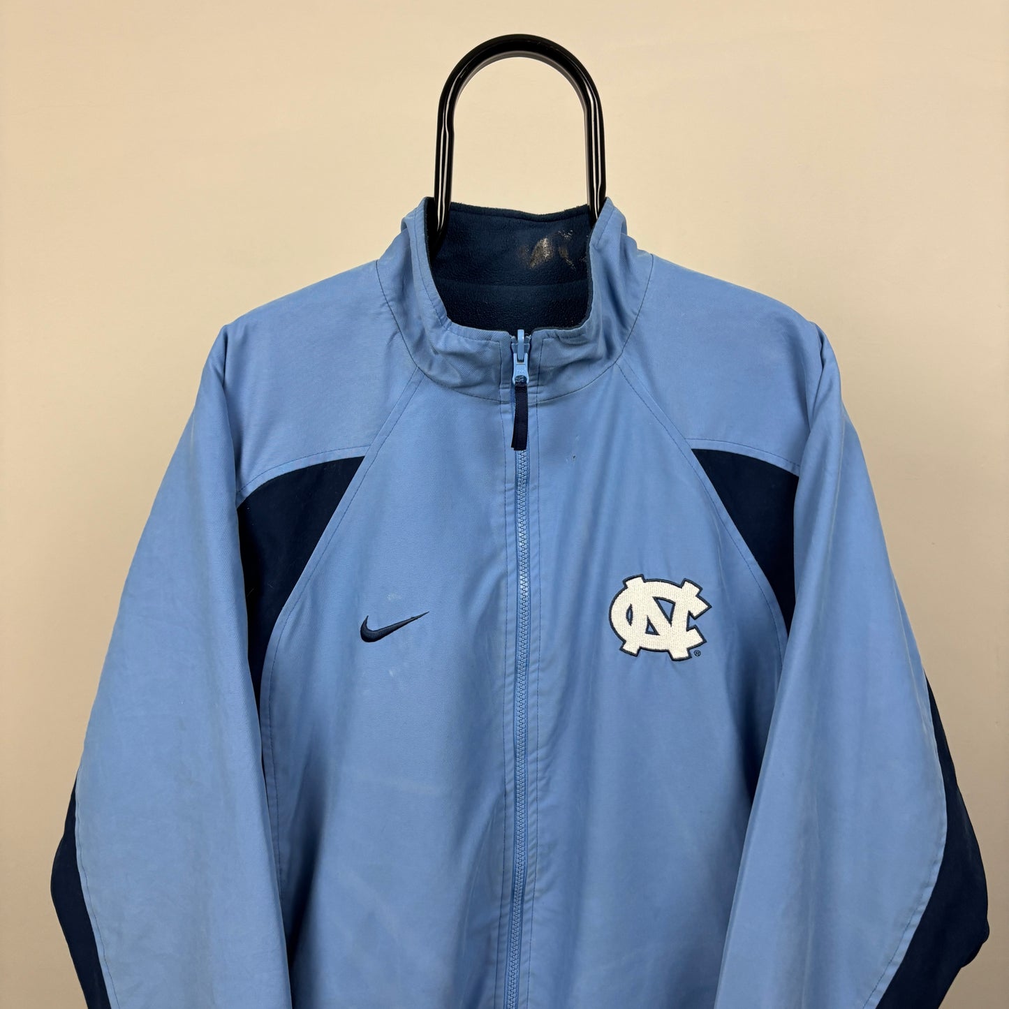 90s Nike UNC Reversible Fleece Coat Jacket Blue Large