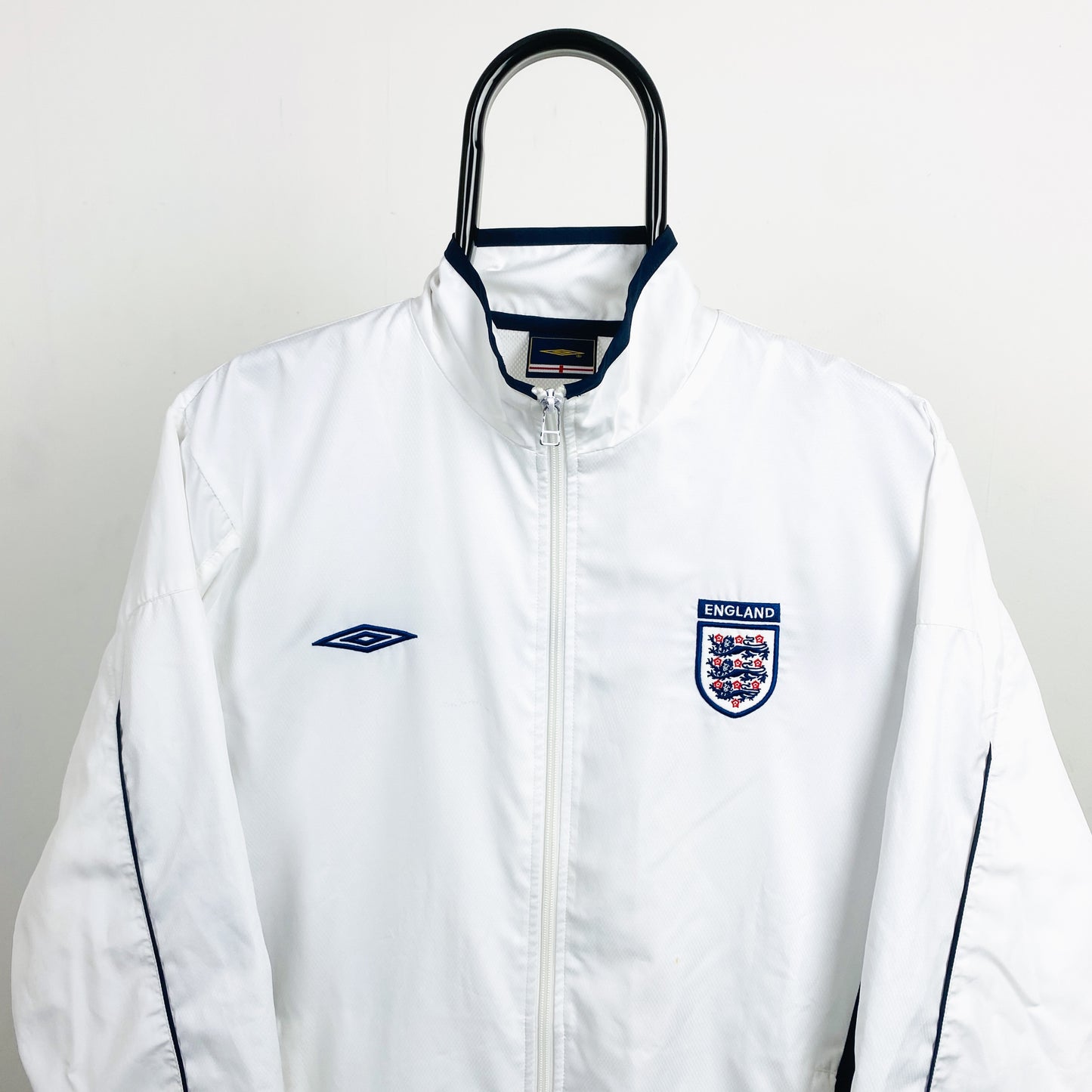 Retro Umbro England Windbreaker Jacket White Small