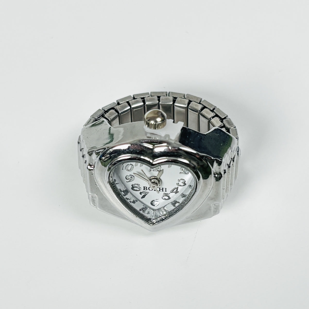 Vintage Heart Watch Ring Silver