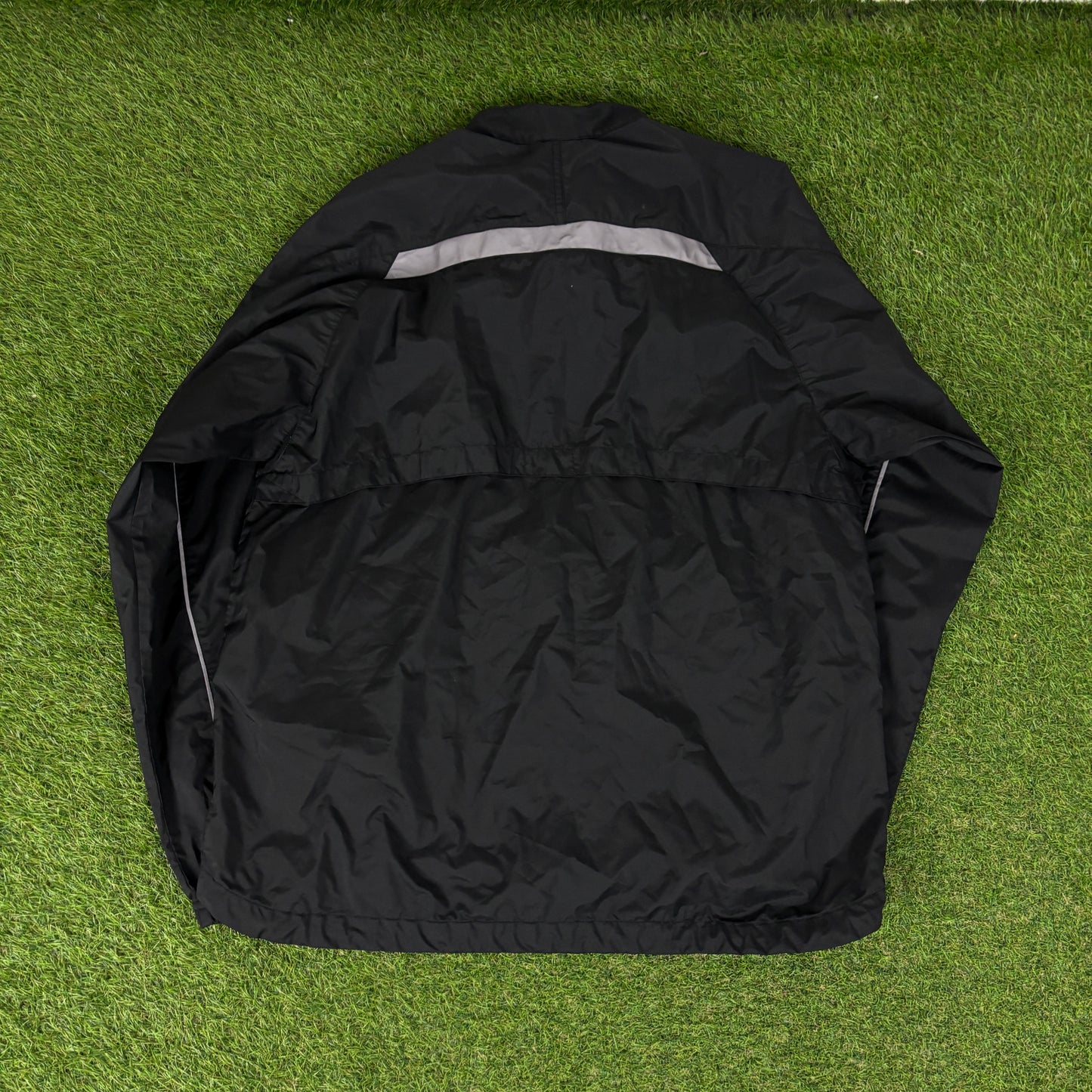 00s Nike Clima-Fit Reflective Piping Tracksuit Jacket + Joggers Set Black Large
