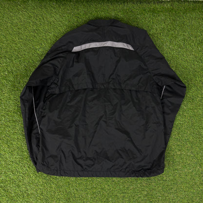 00s Nike Clima-Fit Reflective Piping Tracksuit Jacket + Joggers Set Black Large