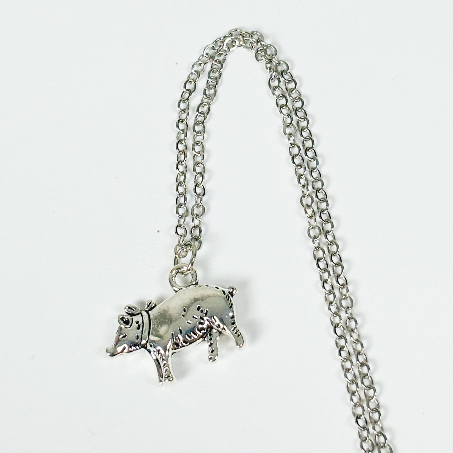 Pig Charm Necklace .925 Silver