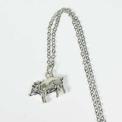 Pig Charm Necklace .925 Silver