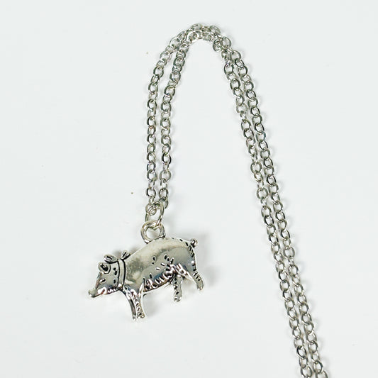 Pig Charm Necklace .925 Silver