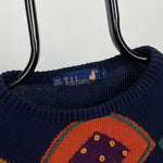 Retro Tulchan Knit Sweatshirt Blue Large
