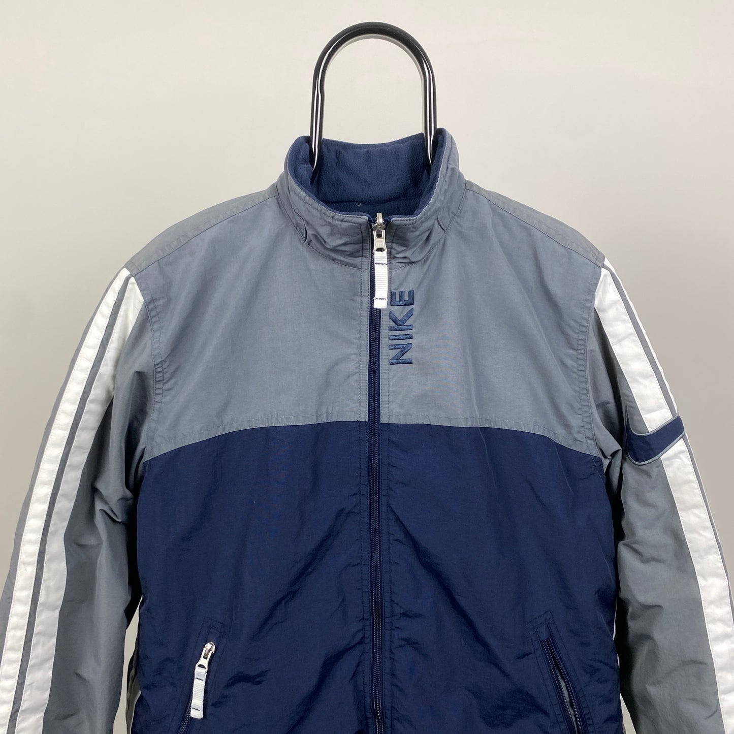 00s Nike Reversible Fleece Coat Jacket Blue Large